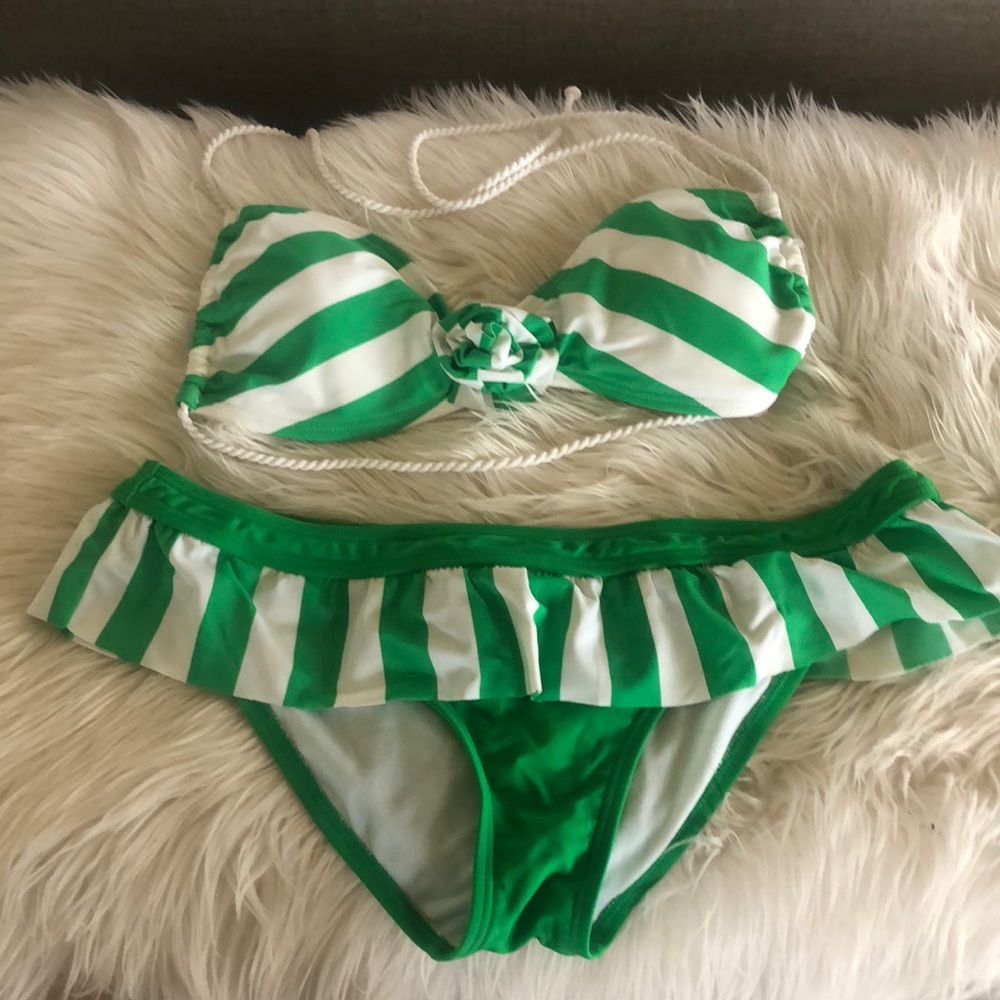 Unique Vintage green candy stripped Barbie bikini